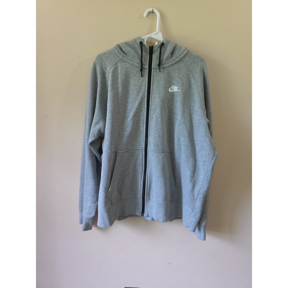 Nike Mens Full Zip Hoodie Gray Fleece Utility Sleeve Pocket XL 804391-063